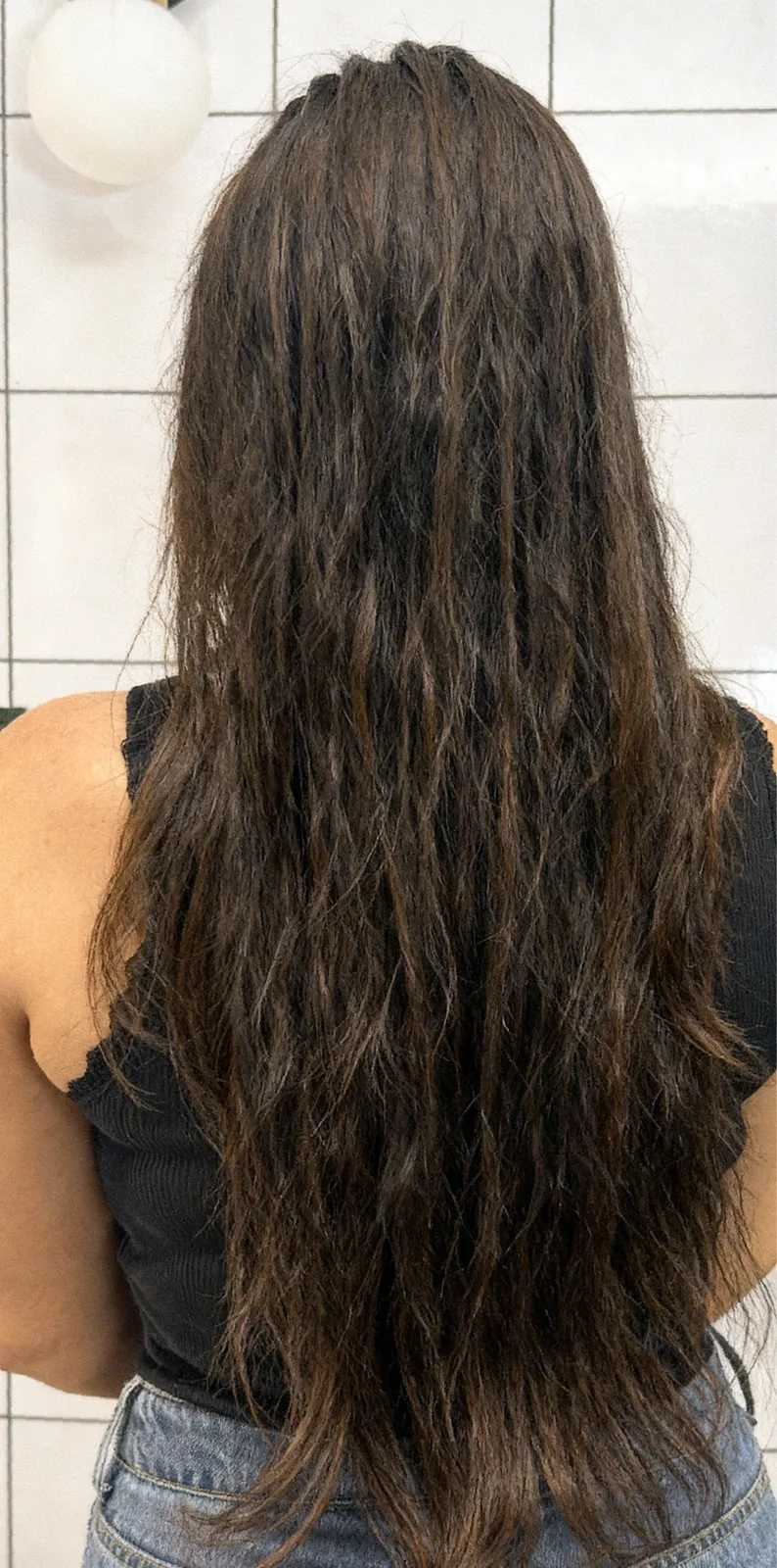 Before — dull, wet-looking lengths